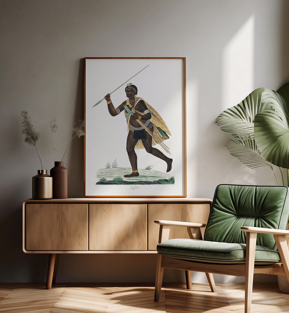 Vibrant ASSEGAIS, AFRICAN ART PAINTINGS showcasing rich cultural heritage by Robert Jacob Gordon in a modern setting.