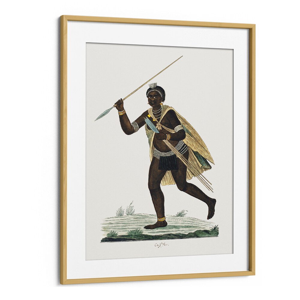 Stunning ASSEGAIS, AFRICAN ART PAINTINGS capture dynamic movement and celebrate rich African heritage in oak frame.