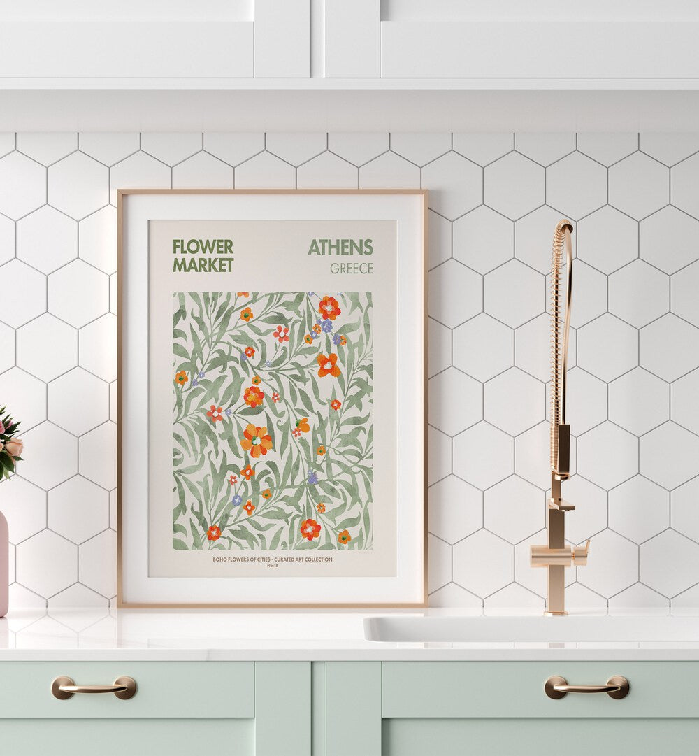 Bright and vibrant ATHENS - FLOWERMARKET, FLORAL FLOWER PAINTINGS by Emel Tunaboylu, perfect for elevating your space.