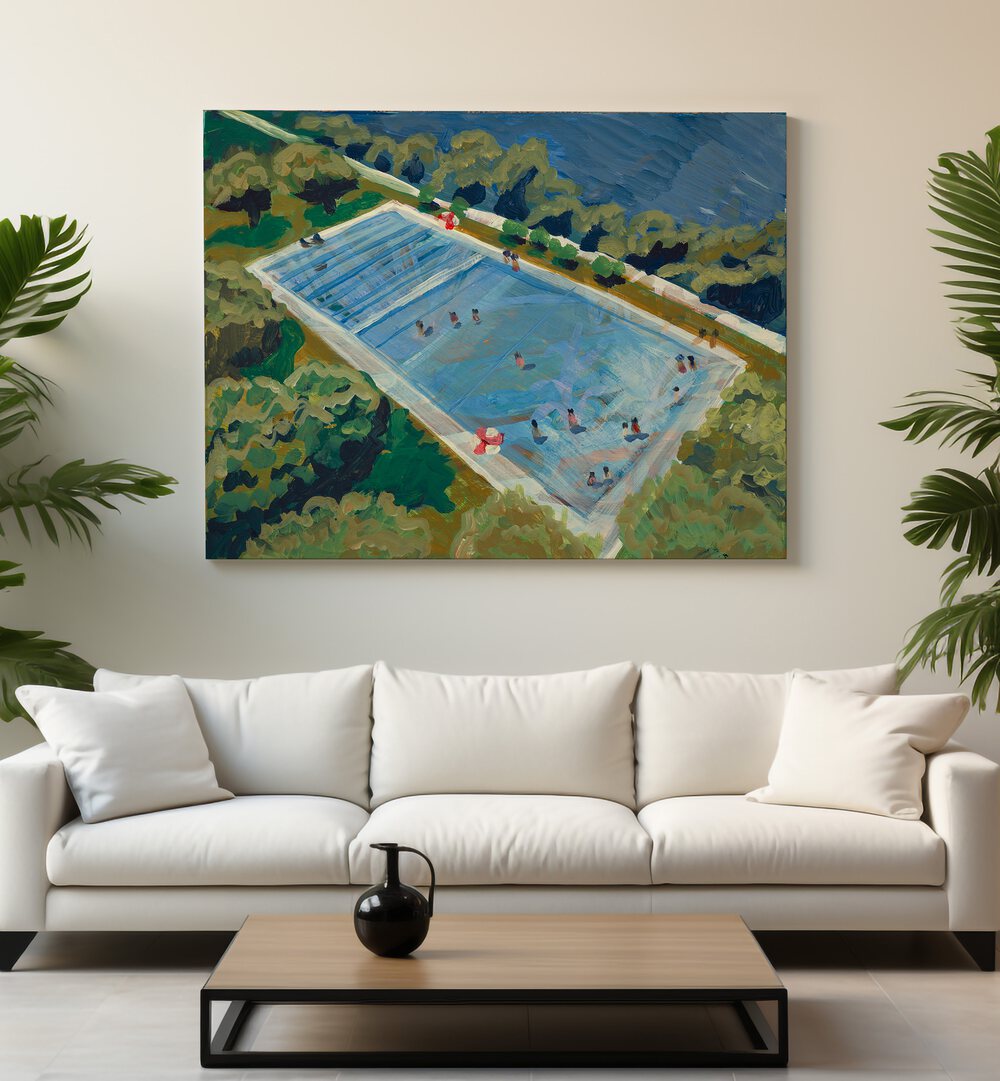 Vibrant AUSTIN DEEP SWIMMING POOL , LANDSCAPE PAINTINGS enhance your space with serene beauty and rich colors.