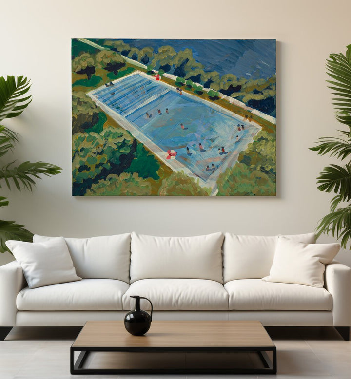 Vibrant AUSTIN DEEP SWIMMING POOL , LANDSCAPE PAINTINGS enhance your space with serene beauty and rich colors.