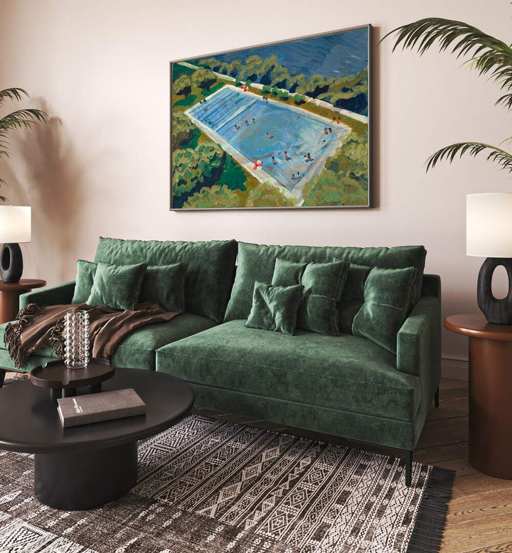 Vibrant AUSTIN DEEP SWIMMING POOL, LANDSCAPE PAINTINGS enhancing modern living spaces with serene beauty.