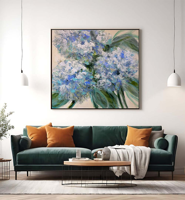 Elevate your decor with AZURE BLOOM, FLORAL FLOWER PAINTINGS featuring vibrant blue floral brushstrokes.
