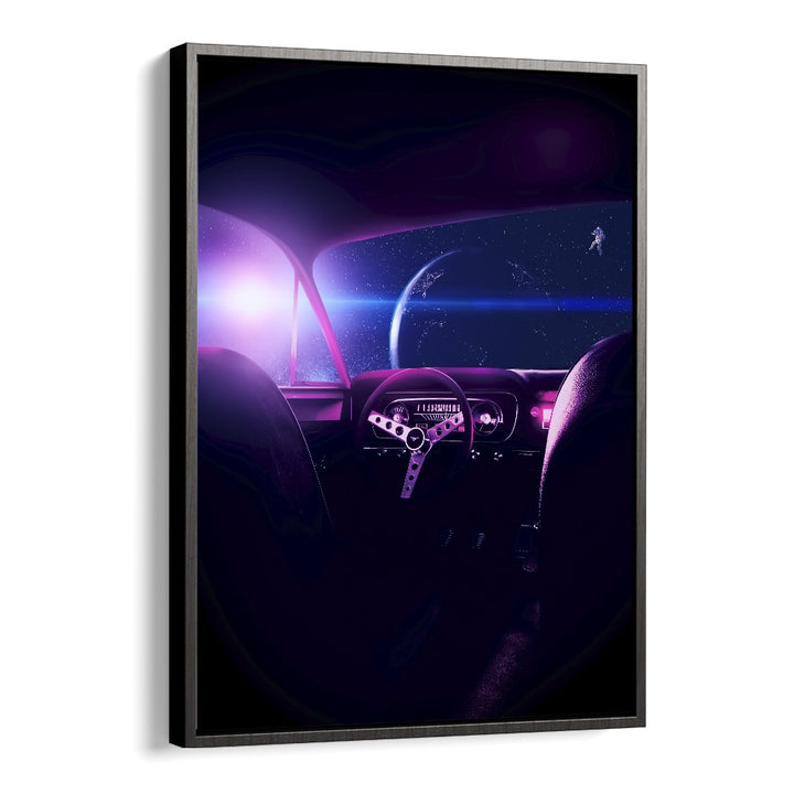 Ritvik Takkar's ABANDONED, SURREAL ART PRINTS showcase a captivating interior view of a cosmic car.