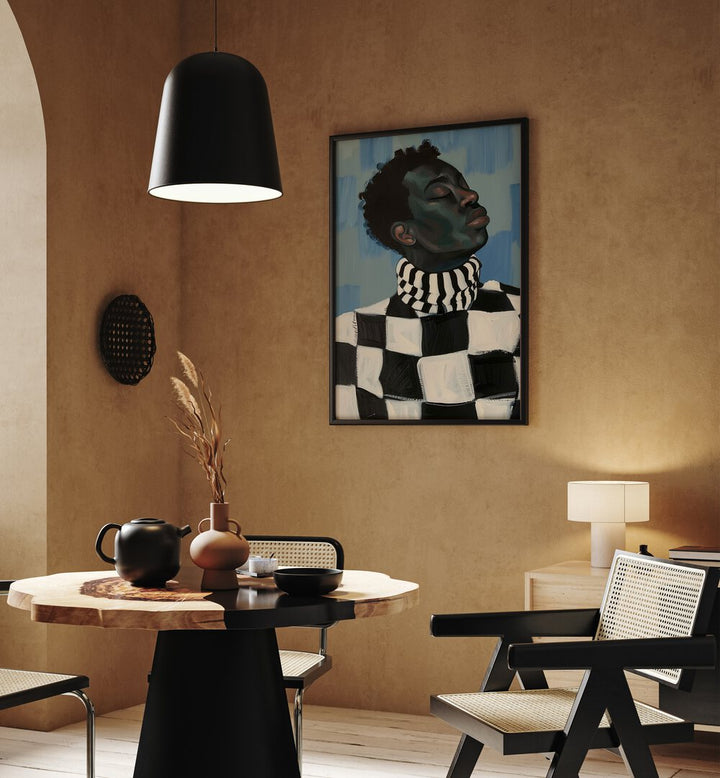 Stylish interior featuring ABSTRACT FEMINIST, PORTRAITS artwork, celebrating femininity and empowerment.