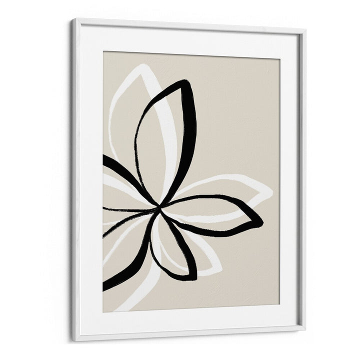 Elegant ABSTRACT FLOWERS, FLORAL FLOWER PAINTINGS by Uplus Me Studio in a chic white frame, showcasing modern artistry.