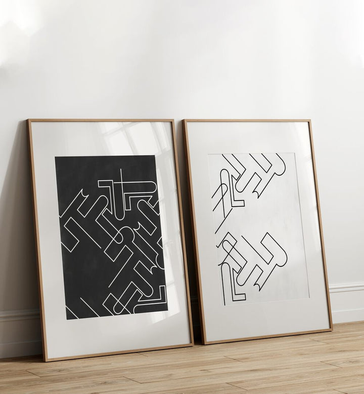 Modern and elegant ABSTRACT LINE ART, SET OF 2 PAINTINGS to enhance your home decor with minimalist style.
