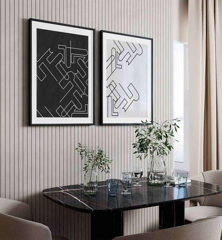 Stylish ABSTRACT LINE ART, SET OF 2 PAINTINGS enhances modern decor with minimalist elegance and sophistication.
