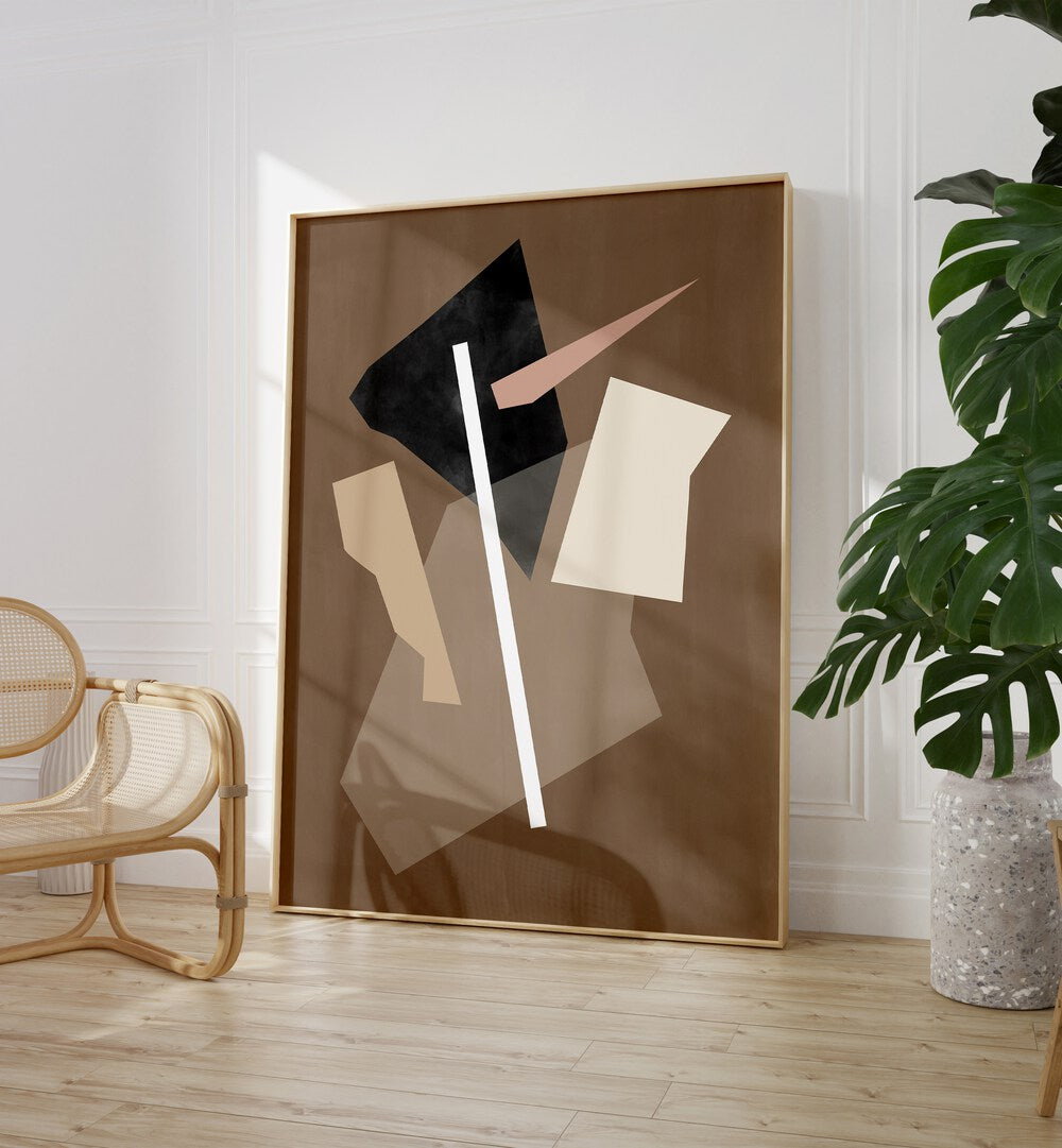Stylish ABSTRACT BEIGE & BROWN art print, perfect for elegant gallery walls to enhance any space.