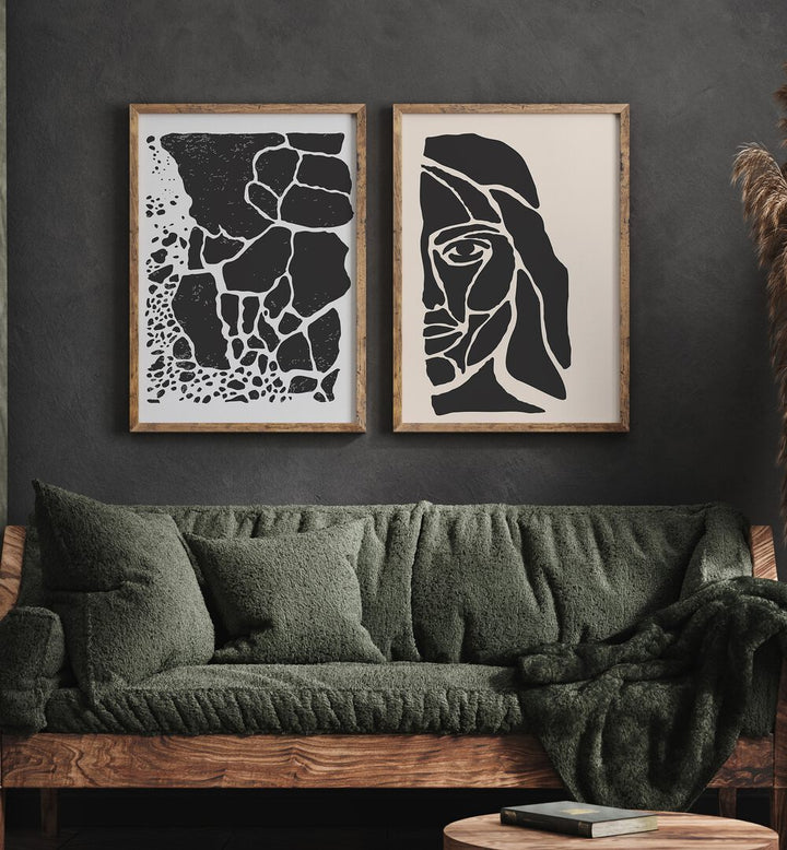 Stylish ABSTRACT ILLUSION GALLERY WALL with framed prints, enhancing modern gallery walls in any space.