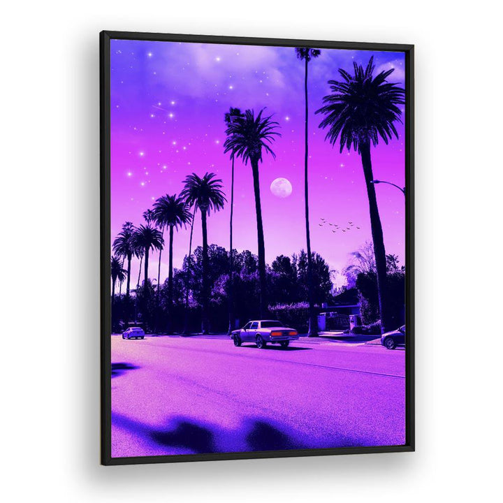 Aesthetic Cali Drive, Surreal Art Prints by Ritvik Takkar, featuring a dreamy street scene with palm trees.