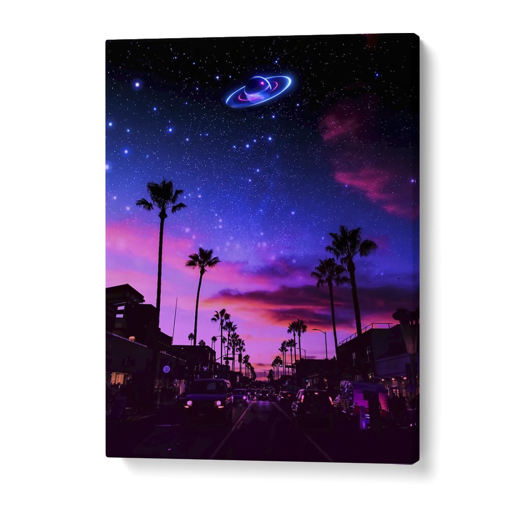 AESTHETIC NIGHT, SURREAL ART PRINTS showcase vibrant skies and palm trees, capturing Ritvik Takkar's artistic vision.