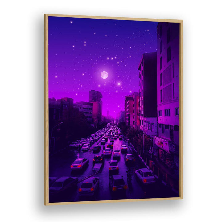 AESTHETIC TEHRAN, SURREAL ART PRINTS showcase a dreamlike cityscape by Ritvik Takkar in vibrant colors and textures.