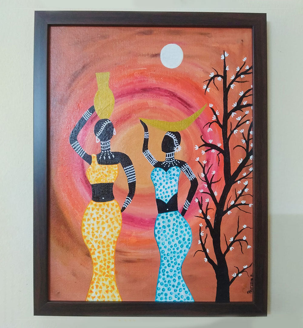 AFRICAN TRIBAL ART PAINTING , HANDMADE ARTWORKS
