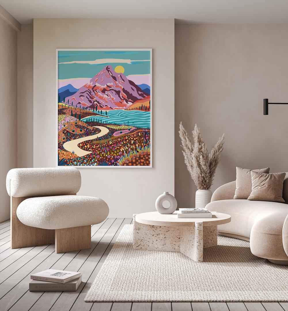 Vibrant ALICE IN WONDER VALLEY, LANDSCAPE PAINTINGS by Uma Gokhale, perfect for modern art lovers' collections.