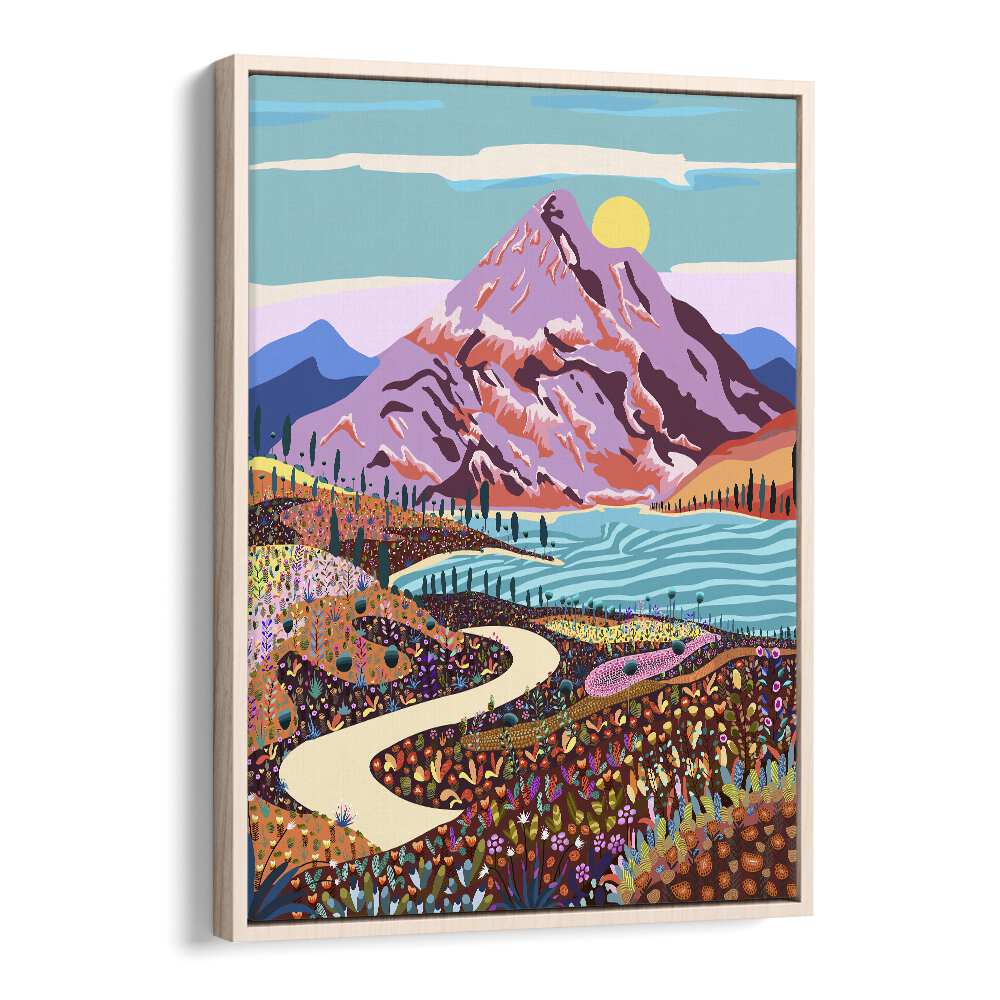 Vibrant landscape painting "Alice In Wonder Valley" by Uma Gokhale, perfect for modern art lovers. Explore now!