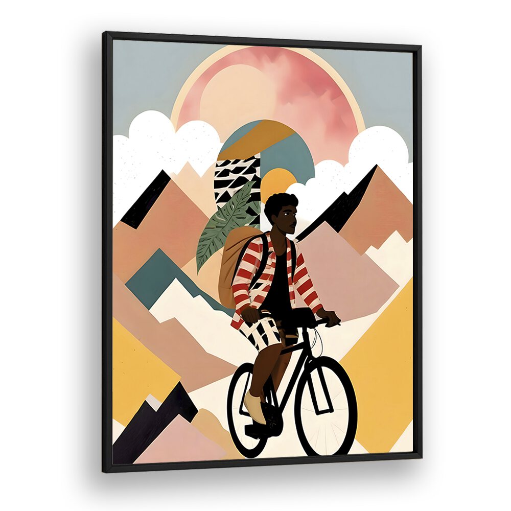 Explore the vibrant "ALWAYS A TRAVELER, PORTRAITS" artwork by Uma Gokhale, capturing the essence of adventure.