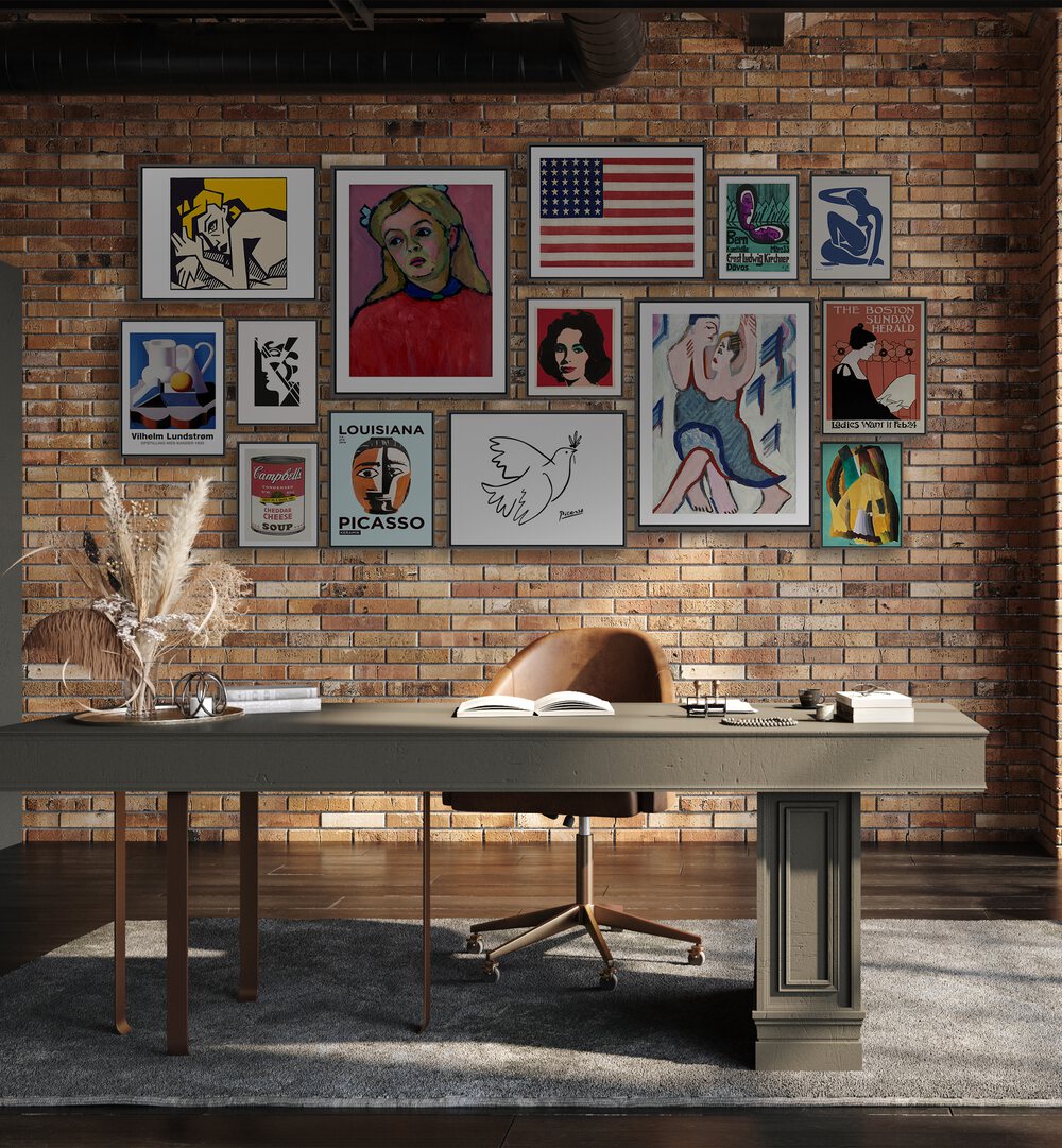 Stylish AMERICAN GALLERY WALL features framed art prints, perfect for enhancing your space with GALLERY WALLS design.