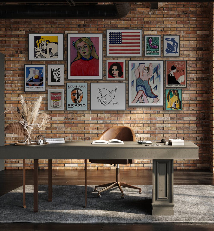 Stylish AMERICAN GALLERY WALL features framed art prints, perfect for enhancing your space with GALLERY WALLS design.