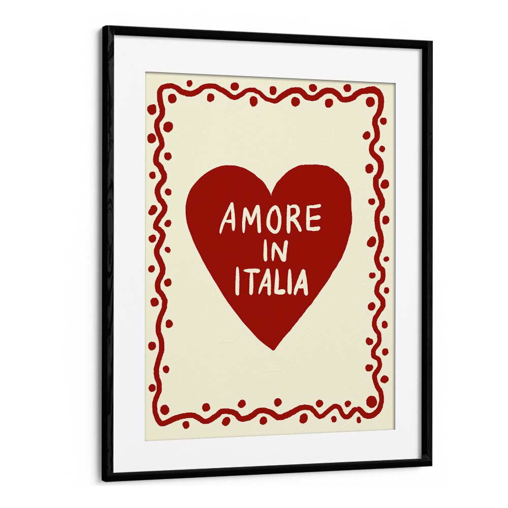 Exquisite AMORE IN ITALIA, QUOTES art print by Studio Dolci, evoking Italy's romance in a stylish black frame.