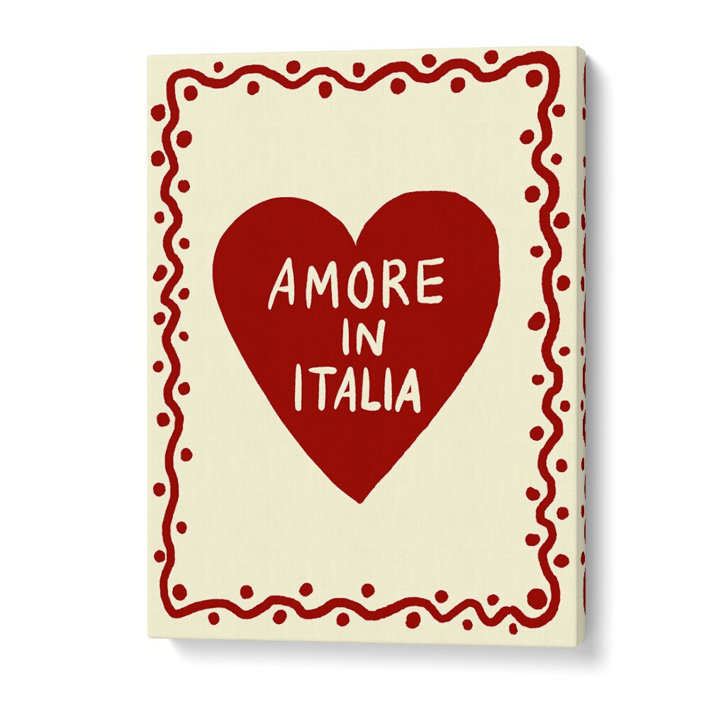 Bold red heart design featuring the phrase "AMORE IN ITALIA, QUOTES" by Studio Dolci, perfect for Italian decor.