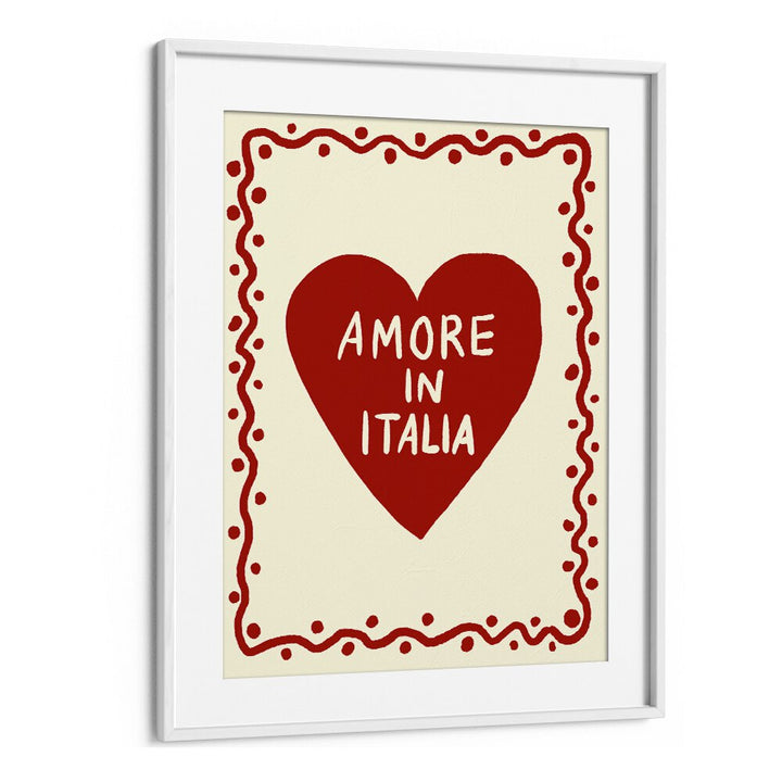 Charming AMORE IN ITALIA, QUOTES art print by Studio Dolci adds romance to your space with its vibrant design.