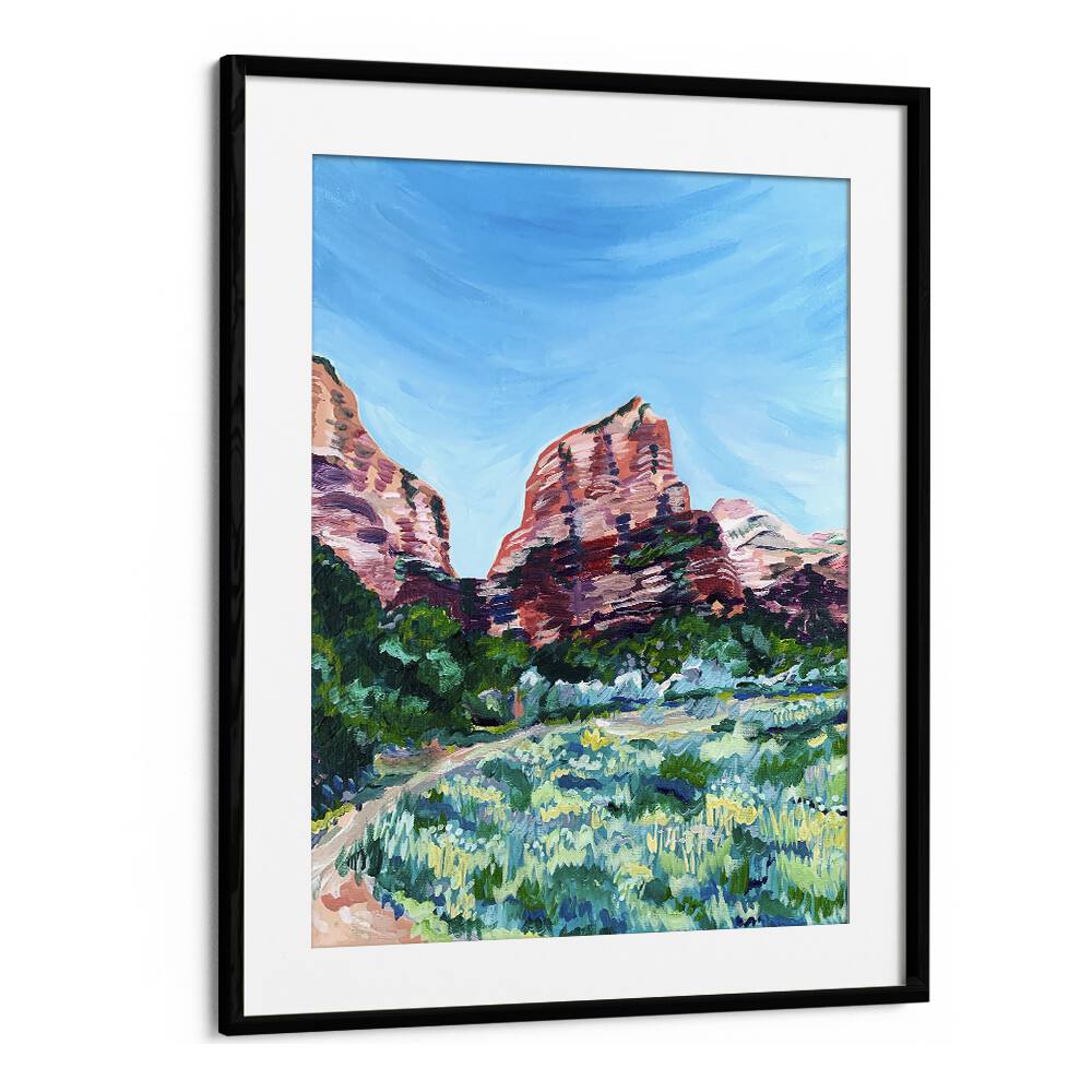 Angels Landing By Key And Sea Creative Travel Poster in Black Frame With Mount
