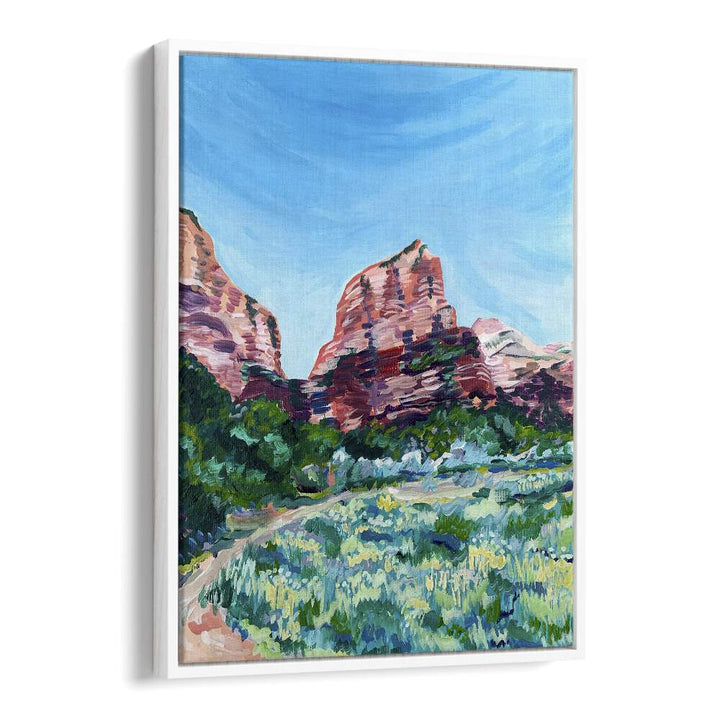 Angels Landing By Key And Sea Creative Travel Poster in White Floater Frame