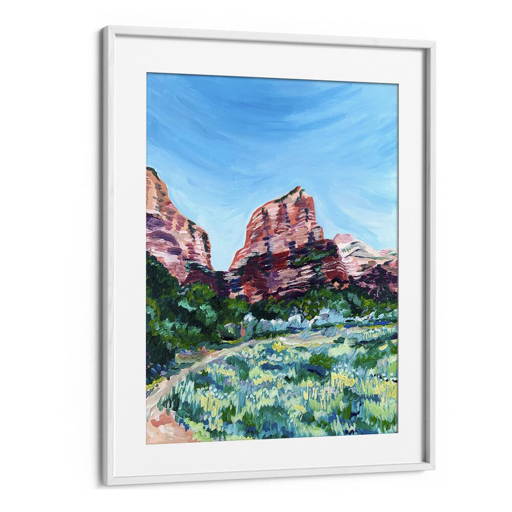 Angels Landing By Key And Sea Creative Travel Poster in White Frame With Mount