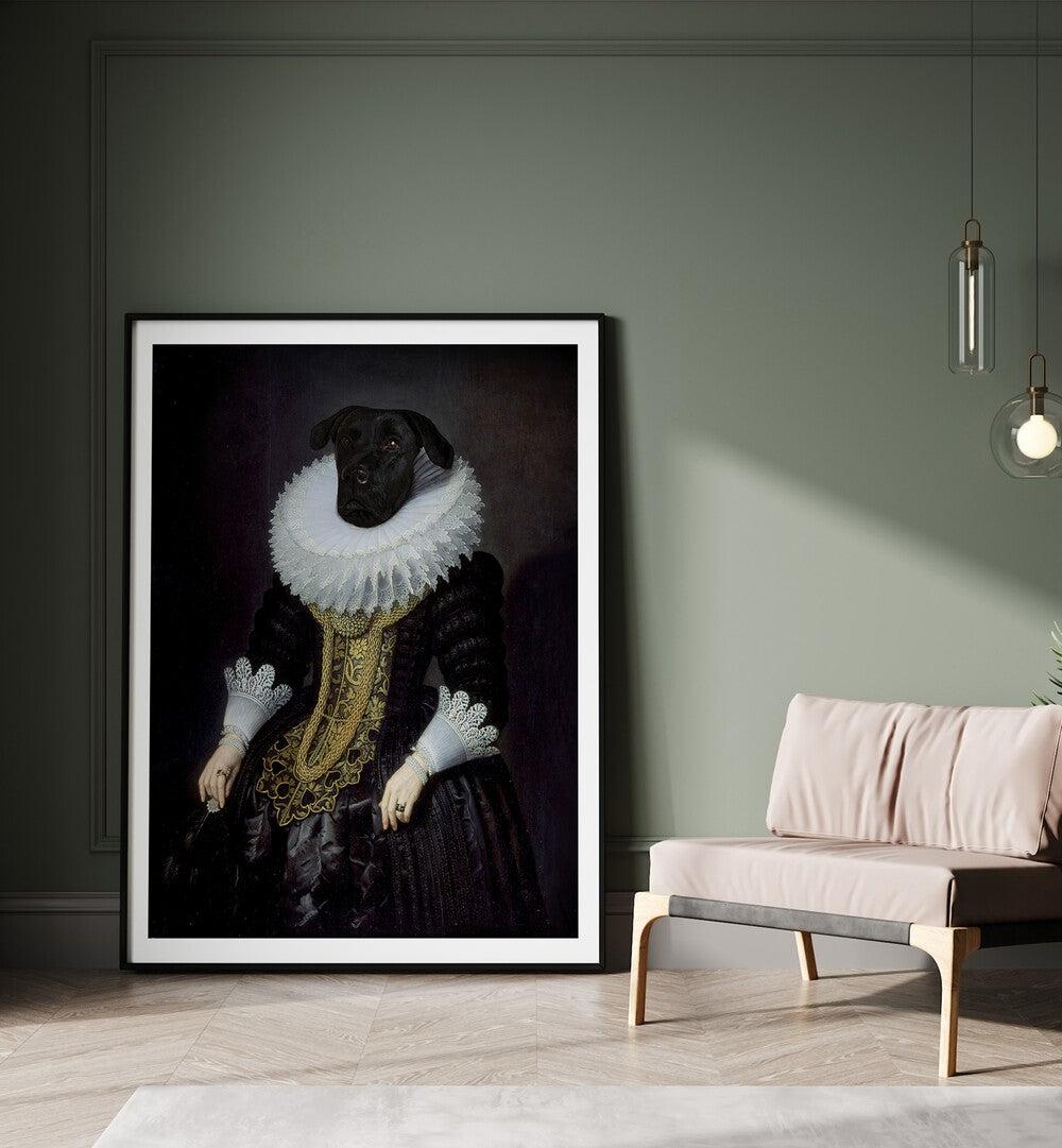 ANOUK, ANIMAL PAINTINGS feature a regal dog portrait that enhances any home decor with Florent Bodart's artistry.
