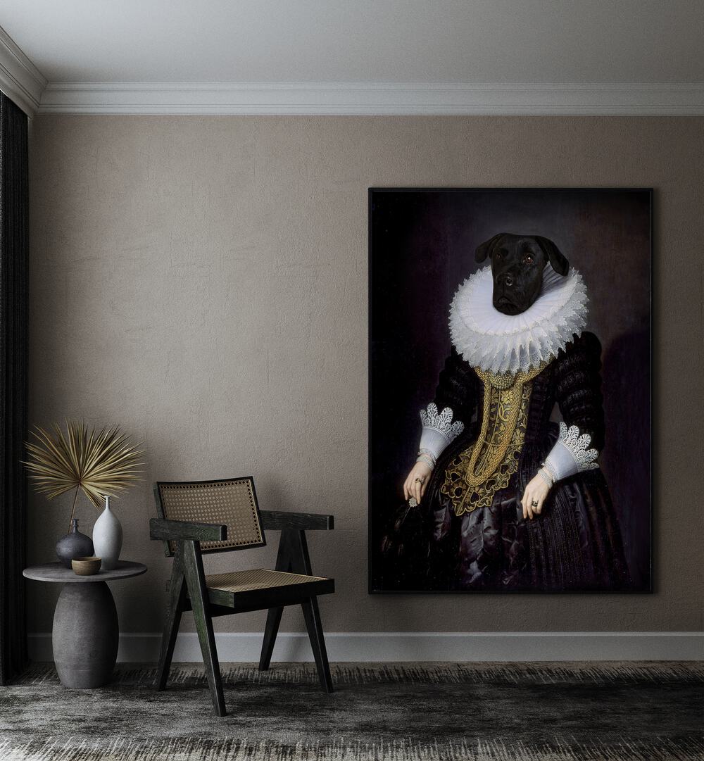 Elegant dog portrait from ANOUK, ANIMAL PAINTINGS collection by Florent Bodart, perfect for wildlife lovers' homes.