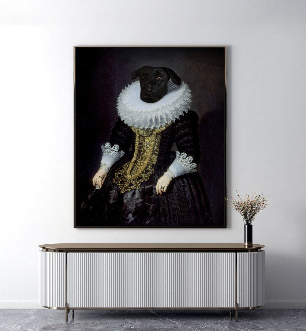 Elegant ANOUK, ANIMAL PAINTINGS by Florent Bodart showcase a regal dog portrait, blending wildlife and art beautifully.