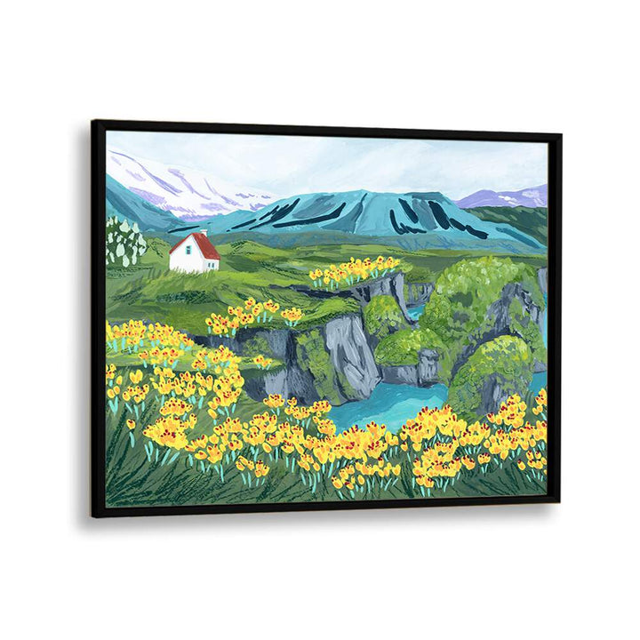 Vibrant ARNARSTAPI, LANDSCAPE PAINTINGS by Sarah Gesek, showcasing nature's beauty in a stunning framed print.