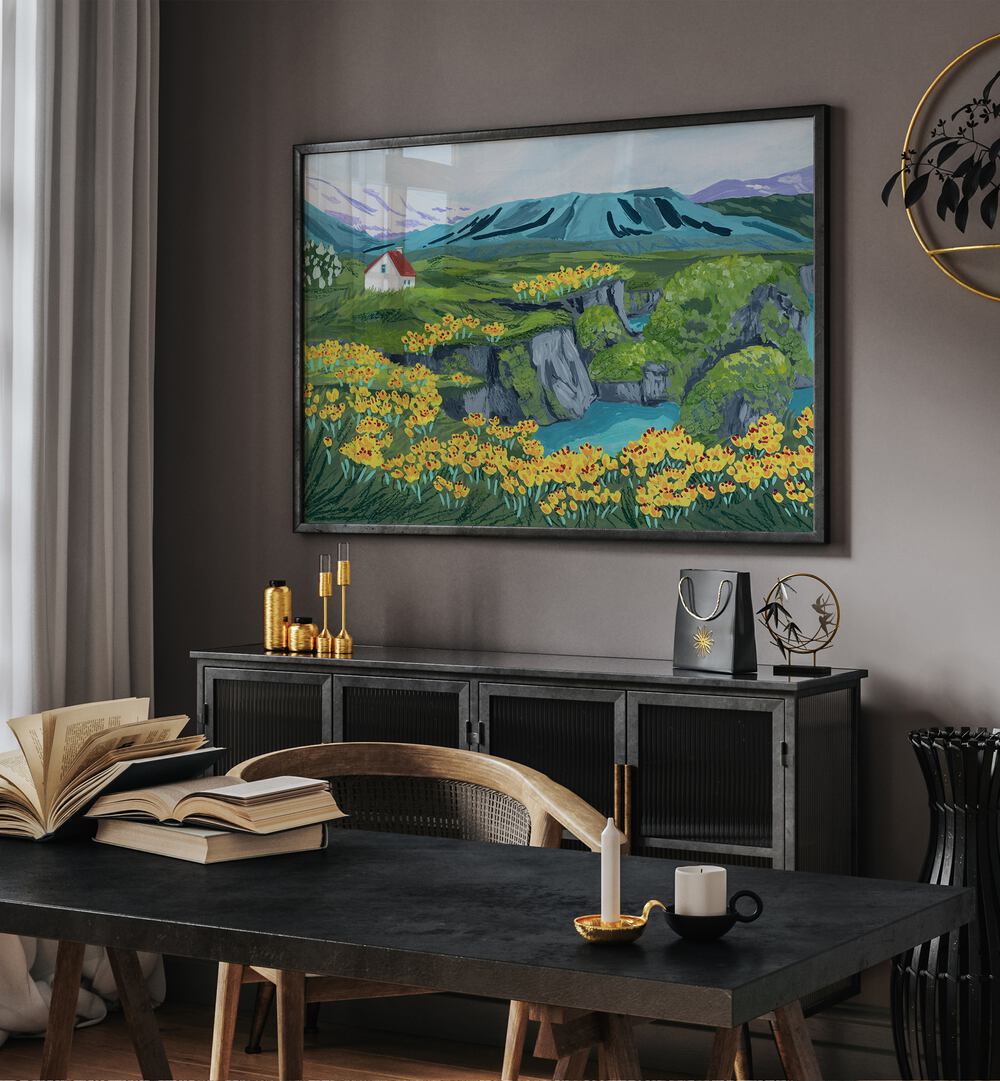 Transform your space with ARNARSTAPI, LANDSCAPE PAINTINGS by Sarah Gesek, showcasing vibrant nature and beauty.