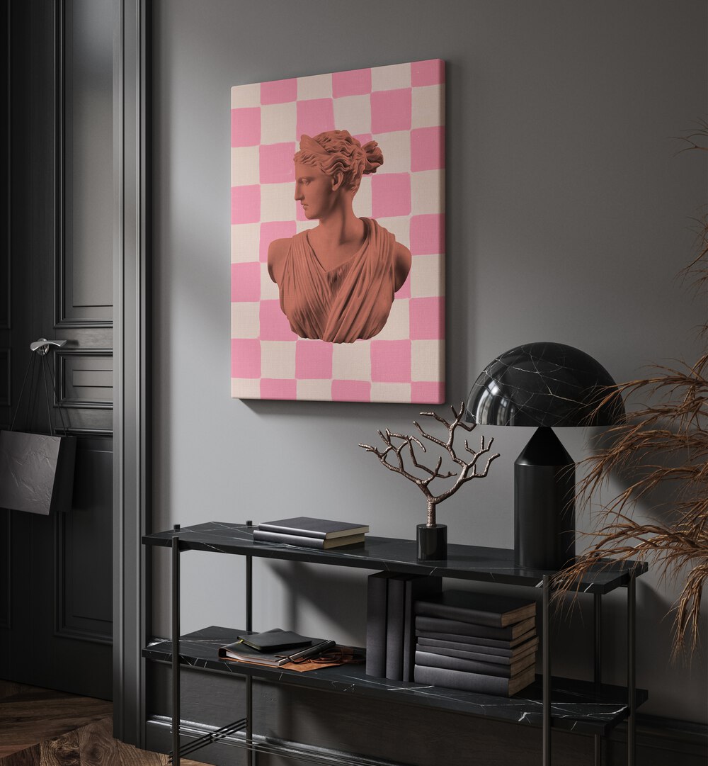 Elevate your decor with ARTEMIS CHECKS, ALTERED ART PRINTS by Grace Digital Art Co., blending creativity and sophistication.