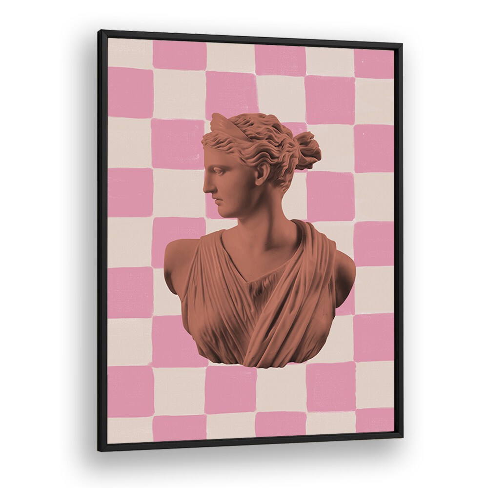 Elevate your decor with ARTEMIS CHECKS, ALTERED ART PRINTS by Grace Digital Art Co., featuring a striking vintage bust.