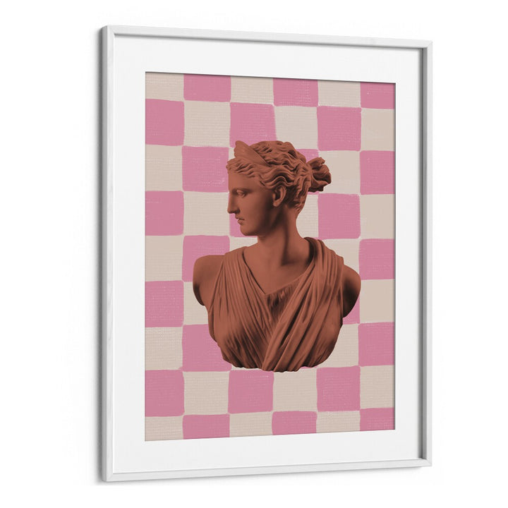 Elevate your decor with ARTEMIS CHECKS, ALTERED ART PRINTS by Grace Digital Art Co., featuring a chic white frame.
