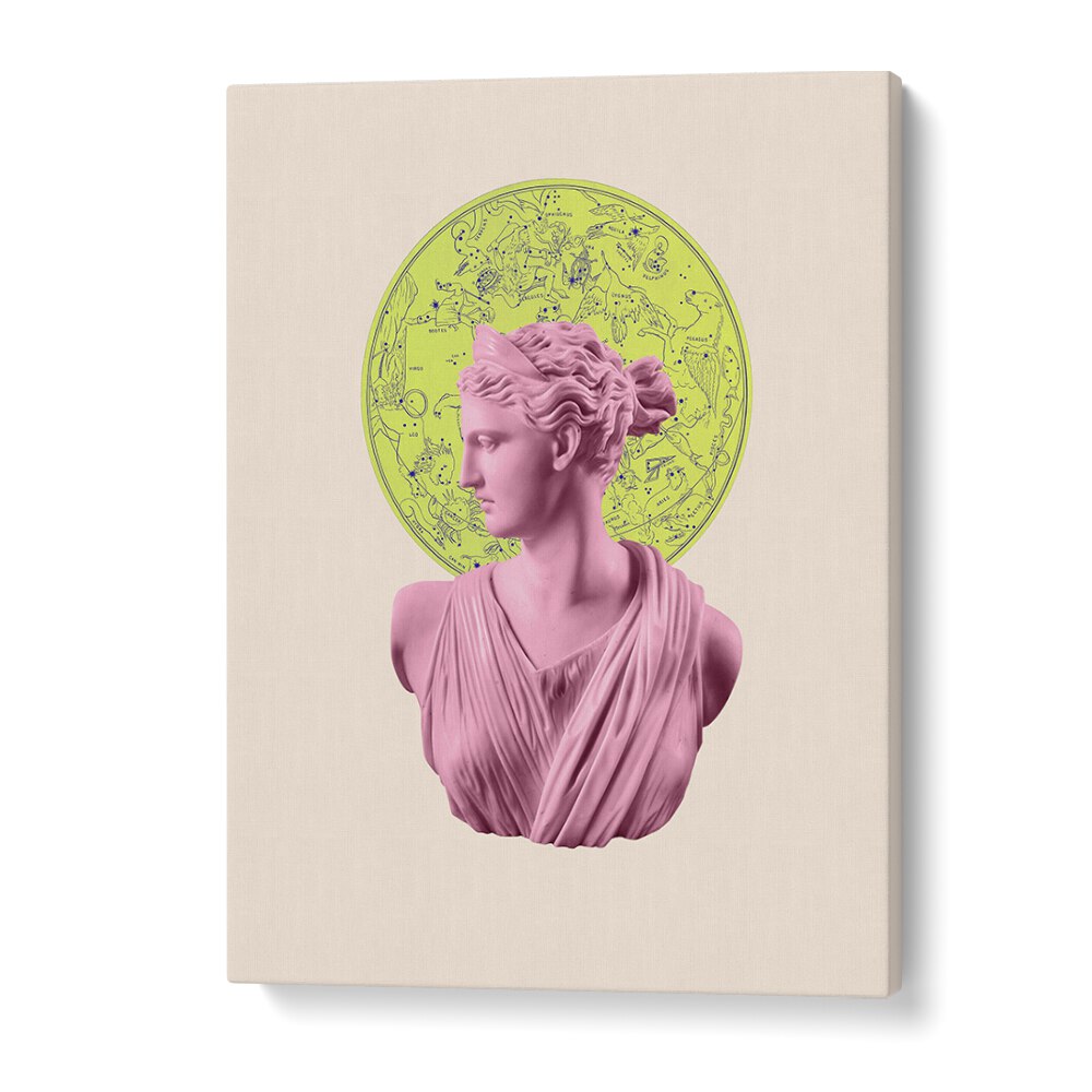 Stunning ARTEMIS NEON ZODIAC, ALTERED ART PRINTS by Grace Digital Art Co., showcasing celestial beauty and cosmic art.