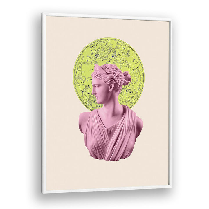 Stunning ARTEMIS NEON ZODIAC, ALTERED ART PRINTS by Grace Digital Art Co., showcasing a celestial masterpiece in a frame.