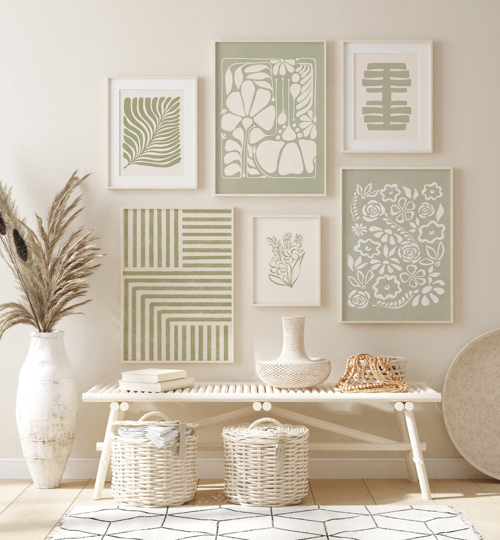 Stylish ARTFUL LINES GALLERY WALL featuring framed art pieces, perfect for enhancing your gallery walls at home.