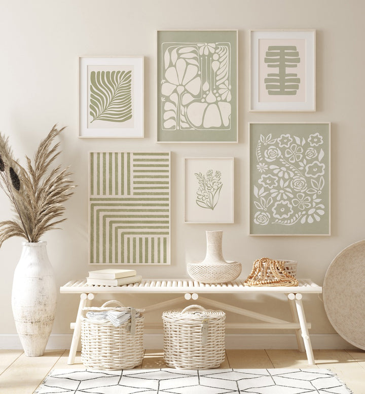 Stylish ARTFUL LINES GALLERY WALL featuring framed art pieces, perfect for enhancing your gallery walls at home.