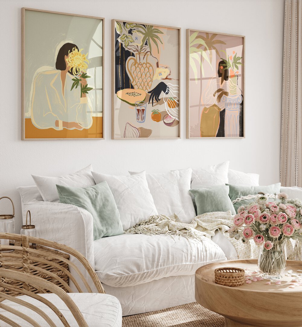 Transform your space with the ARTY GUAVA ARTWORKS SET, SET OF 3 PAINTINGS, showcasing vibrant framed art prints.