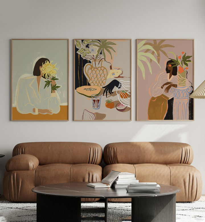 Transform your space with the ARTY GUAVA ARTWORKS SET, SET OF 3 PAINTINGS, featuring vibrant framed art prints.