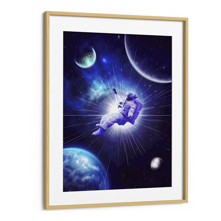 Stunning ASTRO TRAVEL, SURREAL ART PRINTS featuring an astronaut in a cosmic journey by Ritvik Takkar. Perfect for decor.