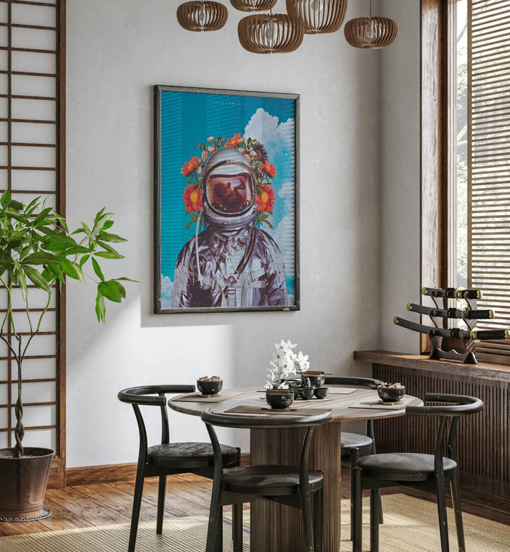 Whimsical ASTRONAUT BABY, SURREAL ART PRINTS bring joy and imagination to your space with vibrant colors and charm.