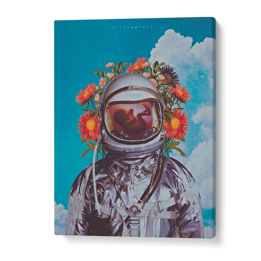 Whimsical ASTRONAUT BABY, SURREAL ART PRINTS by Space Rocket Art brings imagination to your space.