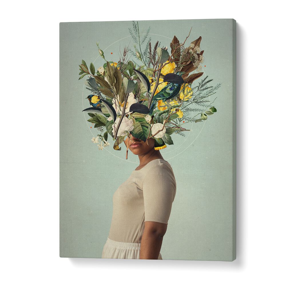 Surreal art print "AT LEAST THE LIGHT WILL NEVER GO OUT" by Frank Moth, showcasing vibrant flora and modern elegance.
