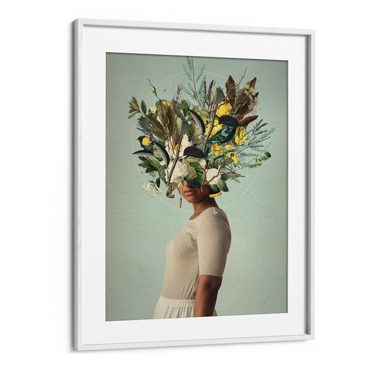 Surreal art print "AT LEAST THE LIGHT WILL NEVER GO OUT" by Frank Moth, featuring botanical elements in a frame.
