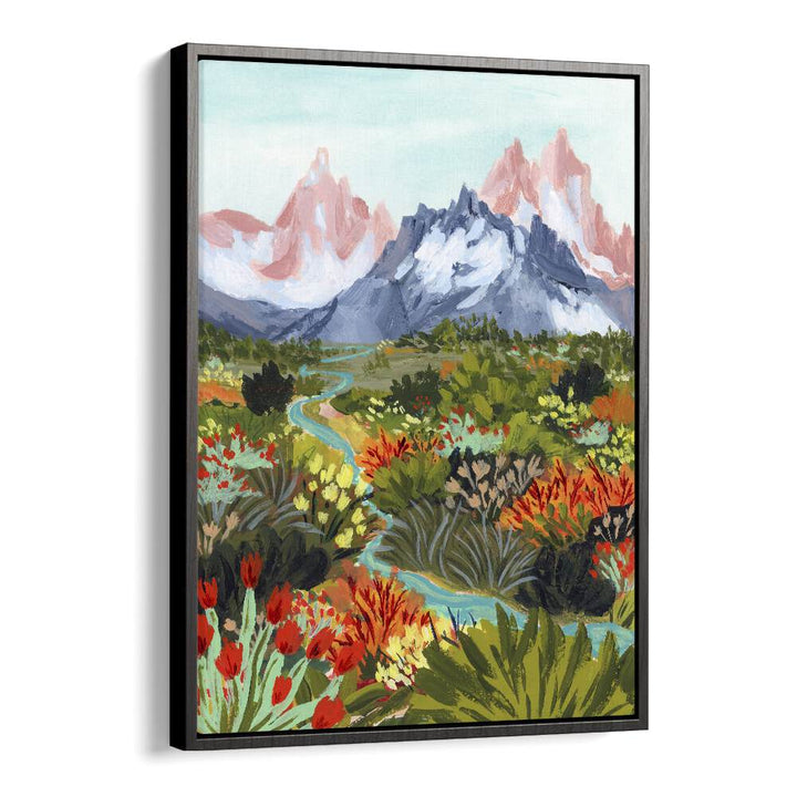 Stunning AUTUMN MOUNTAINS, LANDSCAPE PAINTINGS by Sarah Gesek, showcasing vibrant nature in a black floater frame.