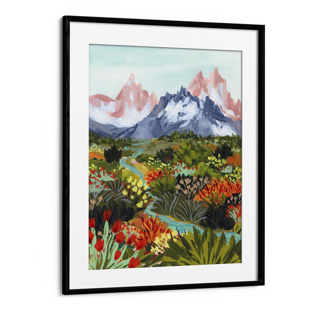 Stunning AUTUMN MOUNTAINS, LANDSCAPE PAINTINGS by Sarah Gesek, showcasing vibrant fall colors in a beautiful frame.